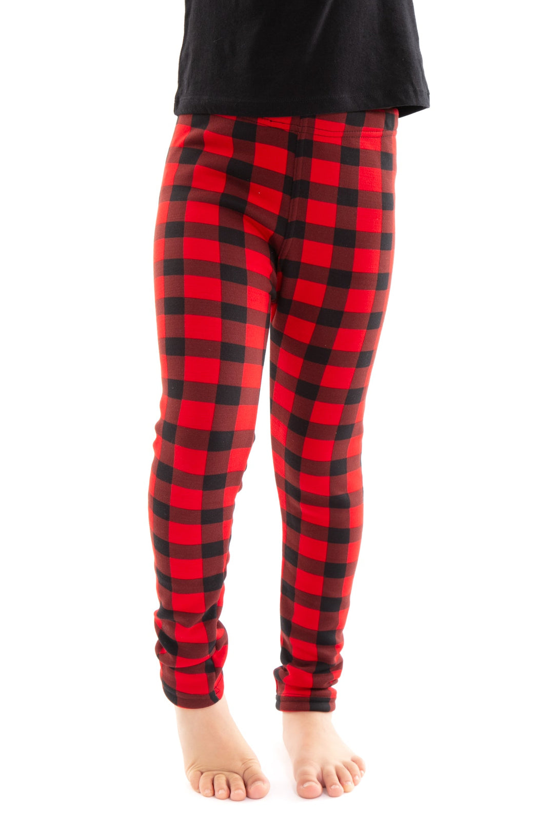 Red Plaid Kid's - Cozy Lined Leggings