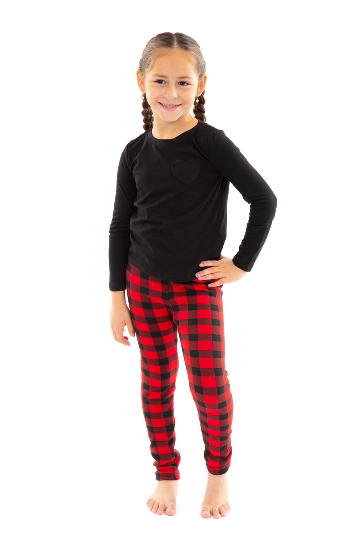 Red Plaid Kid's - Cozy Lined Leggings
