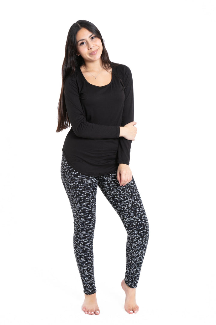 White Lines - Cozy Lined Leggings