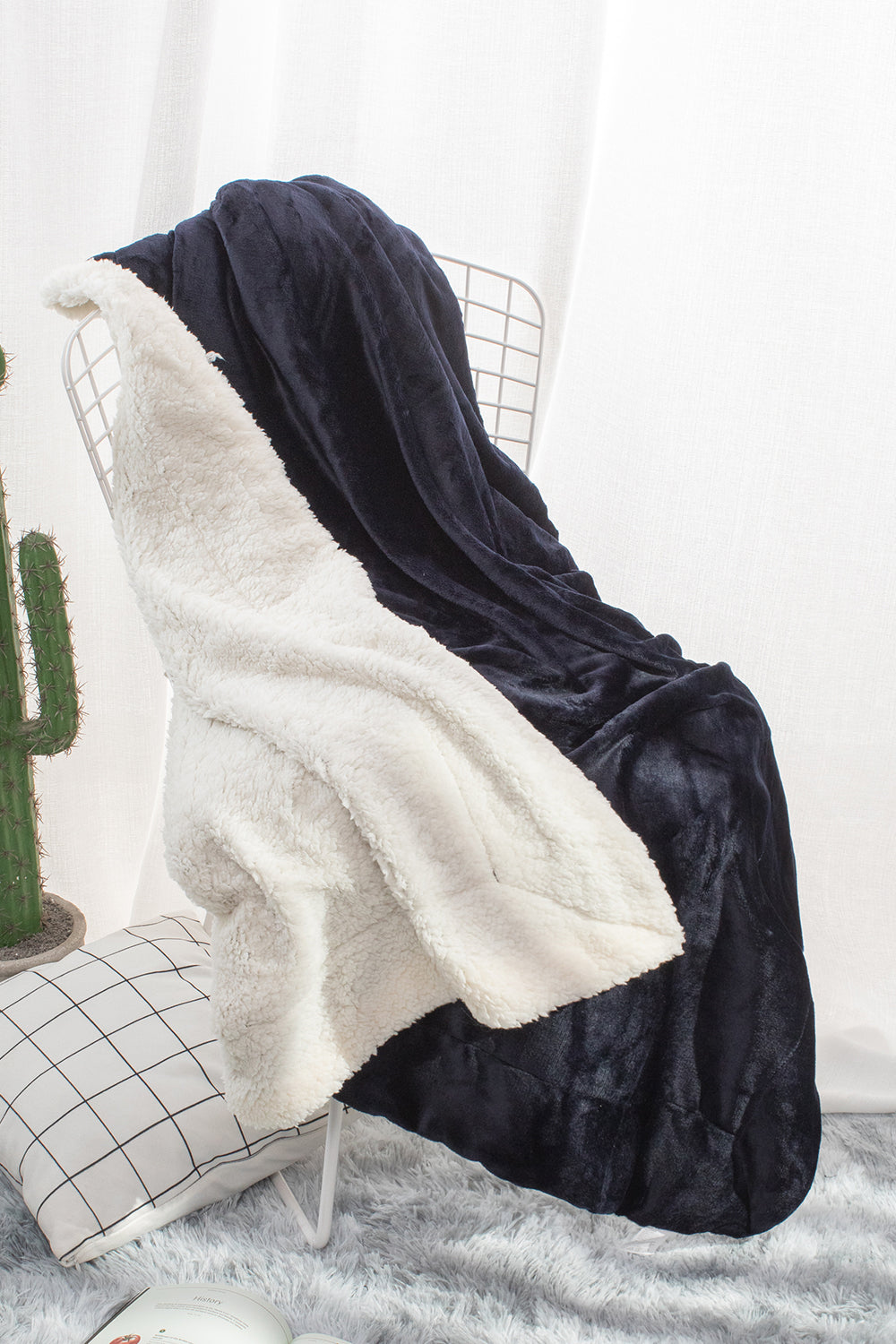 Navy - Sherpa Blanket