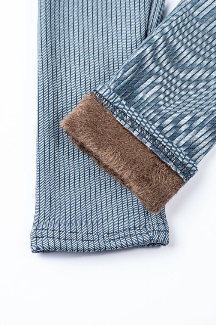 Blue Stripes - Cozy Lined Leggings
