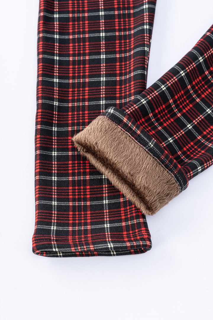 Reddish Plaid - Cozy Lined Leggings
