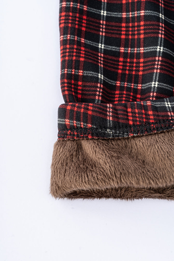 Reddish Plaid - Cozy Lined Leggings