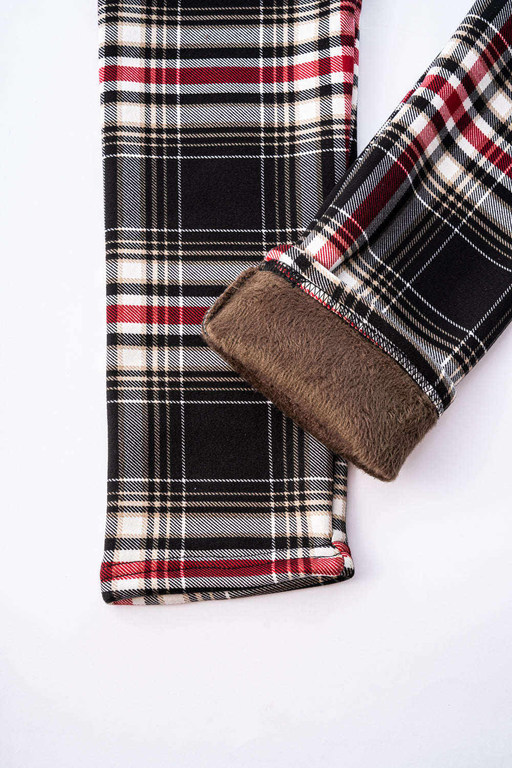 Black Plaid - Cozy Lined Leggings