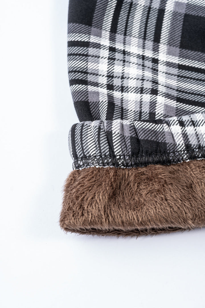 Black & White Tartan - Cozy Lined Leggings