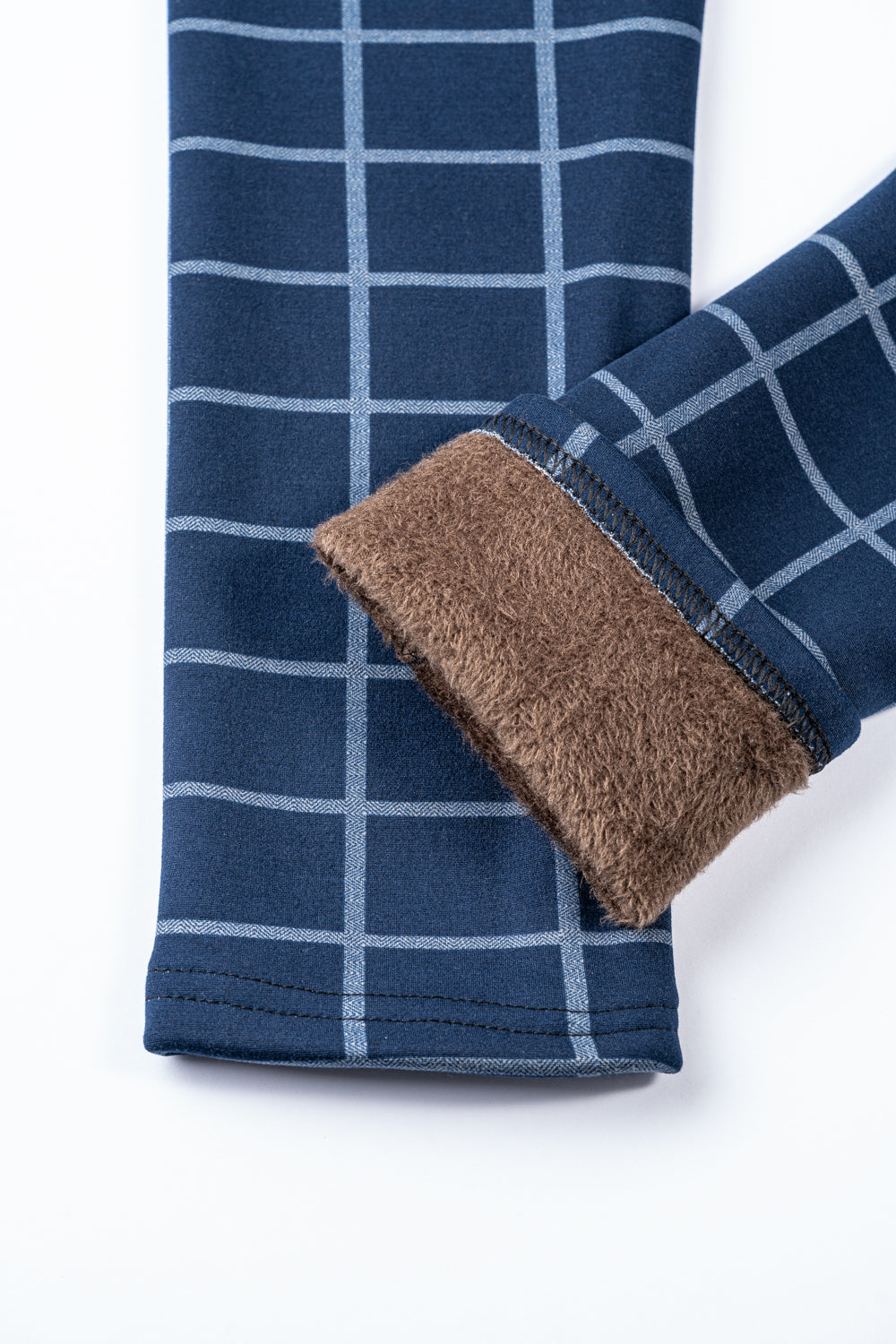 Navy Check - Cozy Lined Leggings