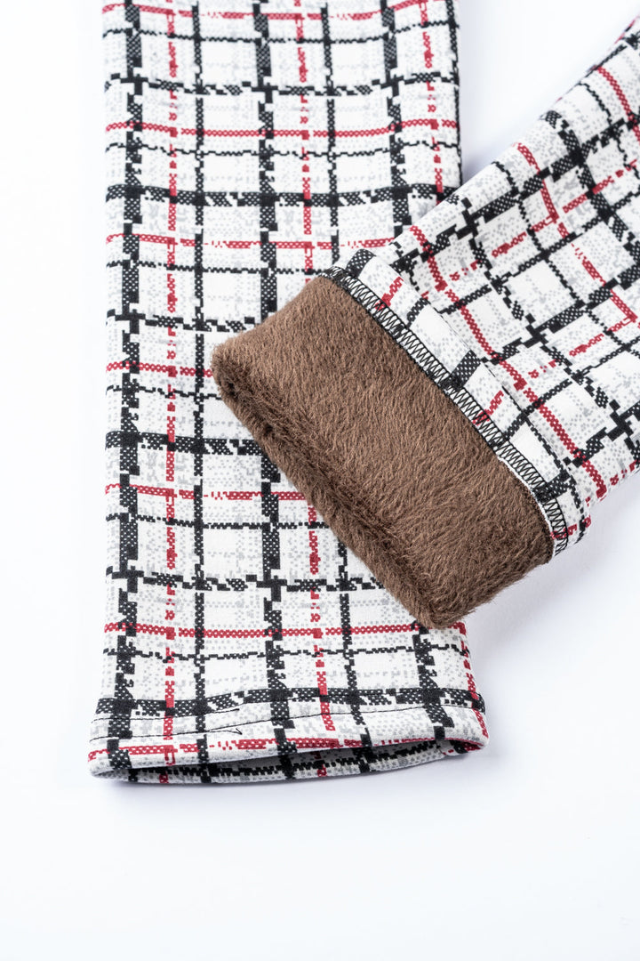 Light Gray Tartan - Cozy Lined Leggings