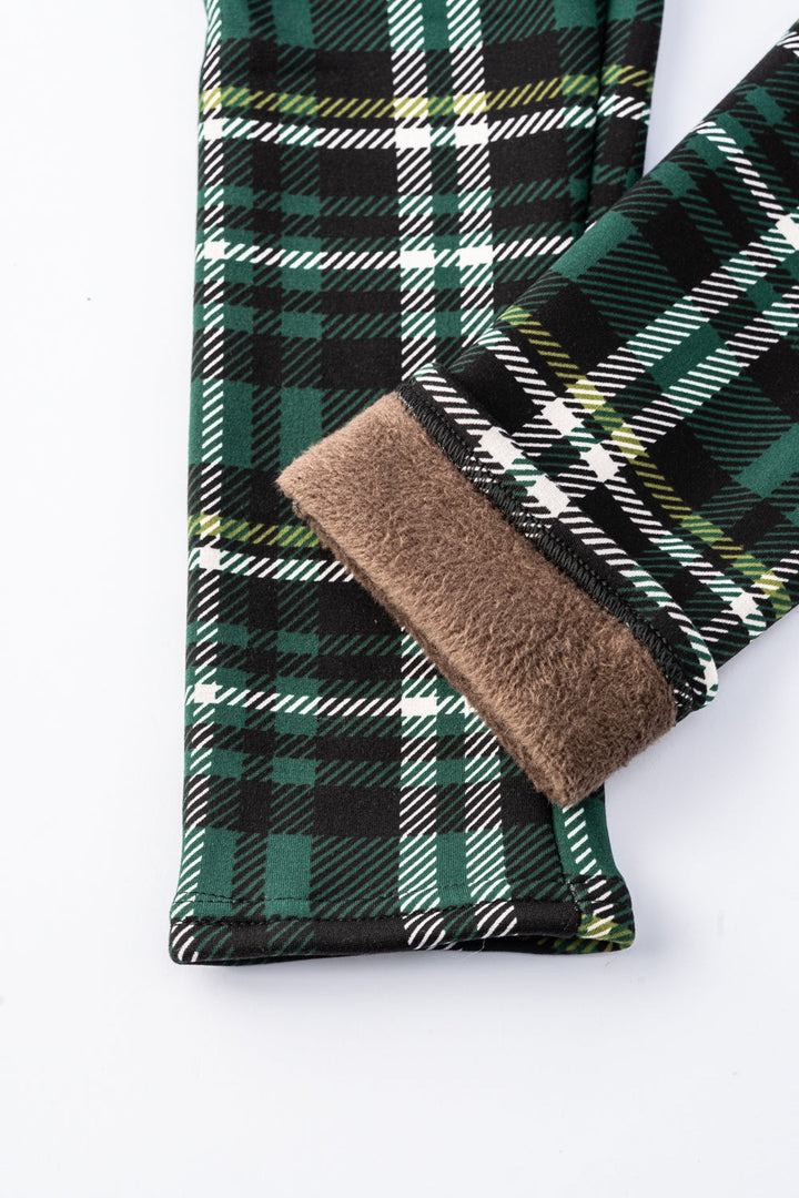Green Tartan - Cozy Lined Leggings