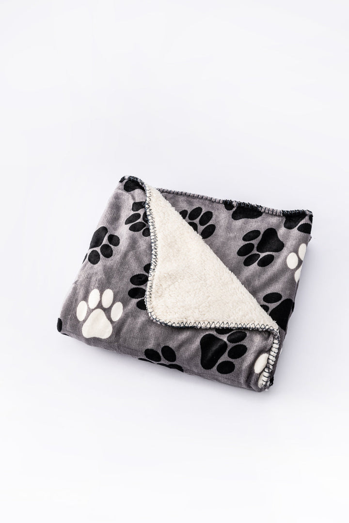 Grey Little Paws - Sherpa Blanket