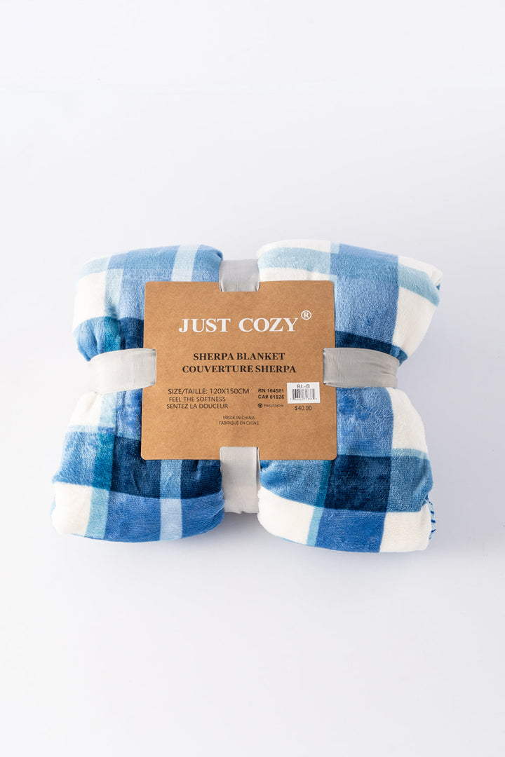 Blue Plaid - Sherpa Blanket