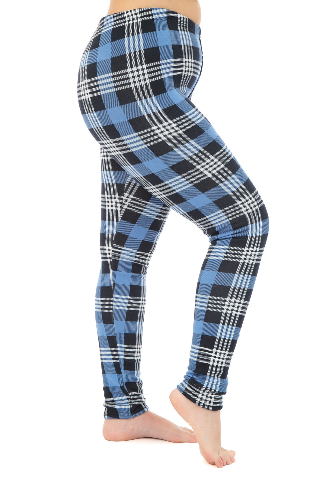 Sky Blue Checkered - Cozy Lined Leggings