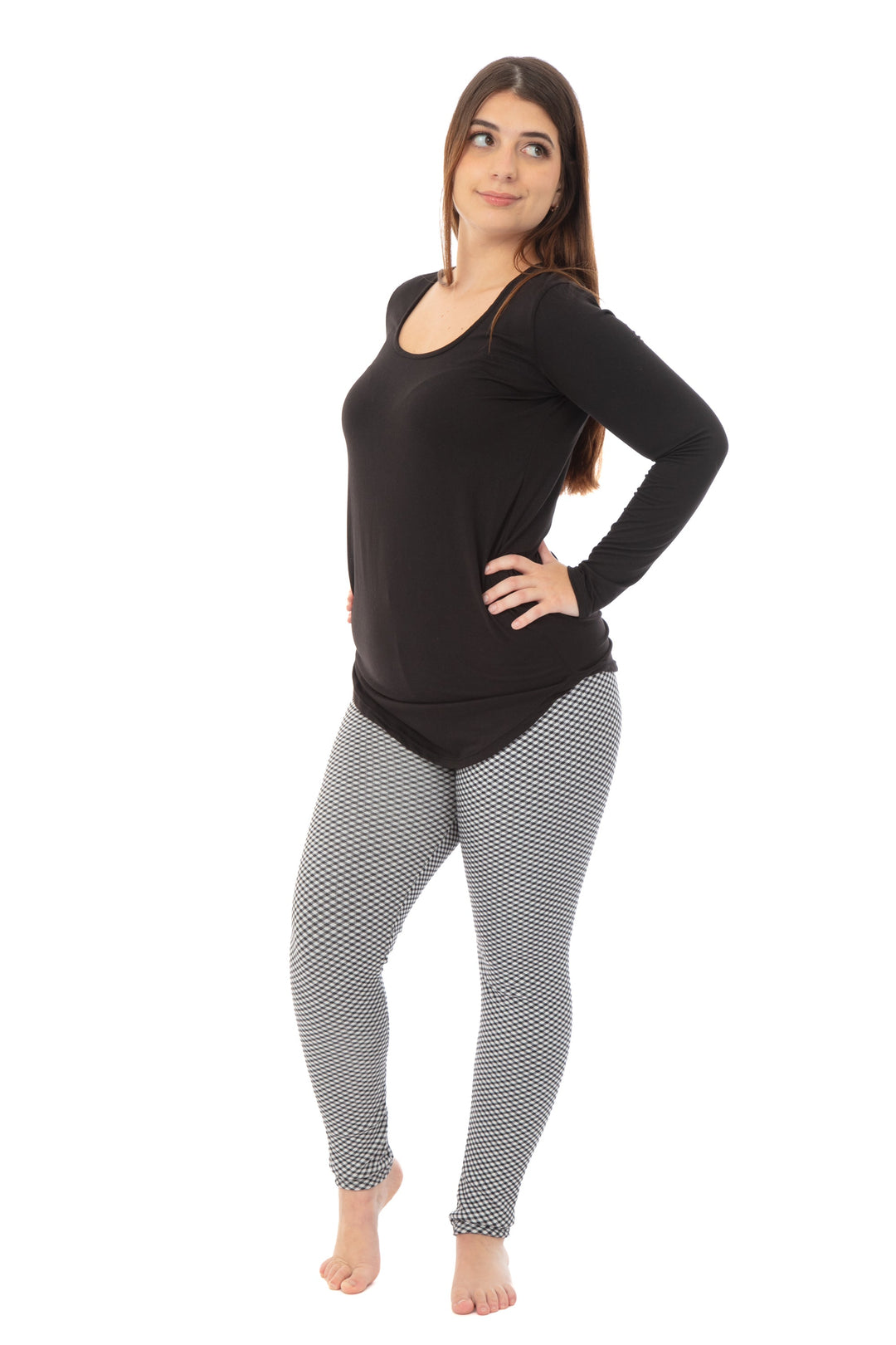 Tiny B&W Checks - Cozy Lined Leggings