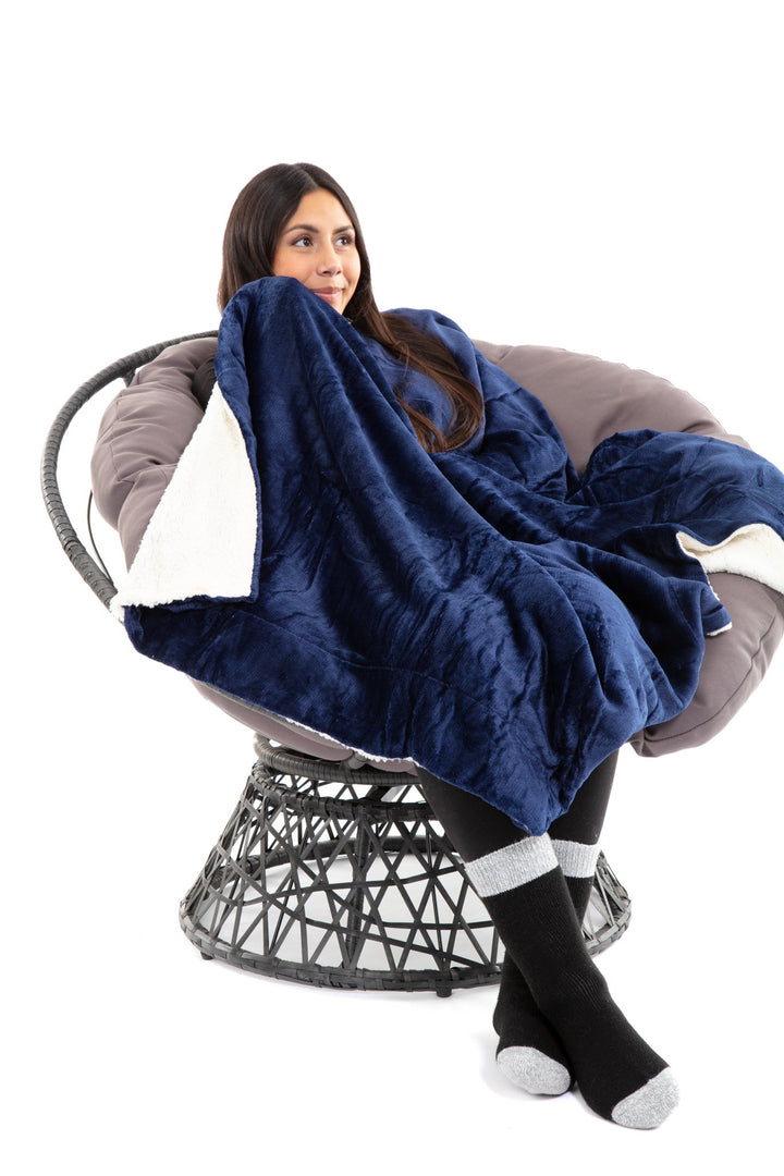 Navy - Sherpa Blanket