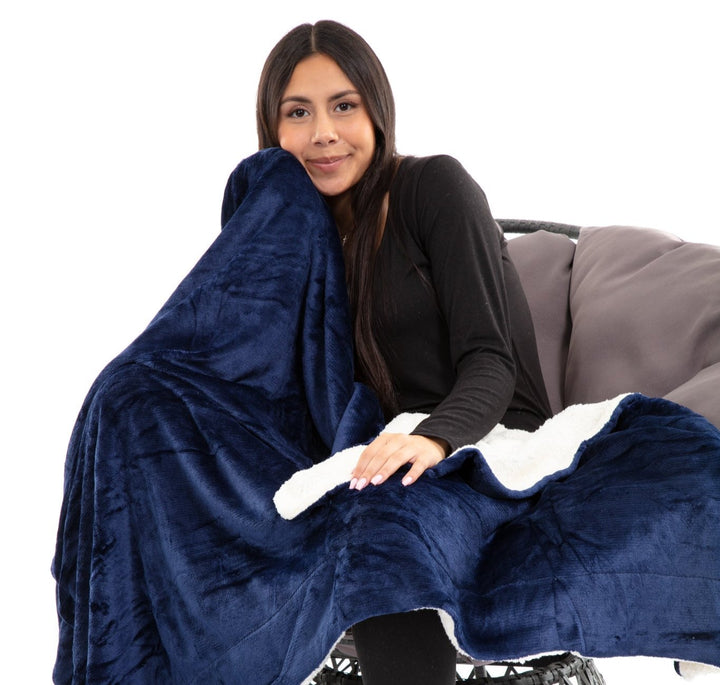 Navy - Sherpa Blanket