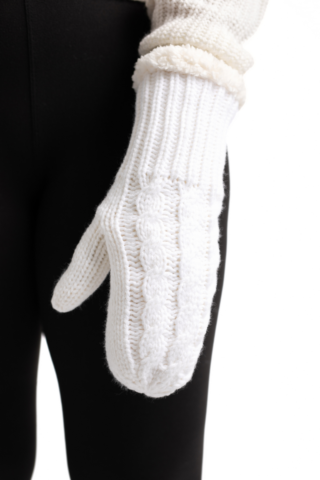 White - Cozy Lined Mittens