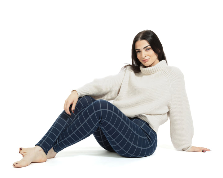 Navy Check - Cozy Lined Leggings