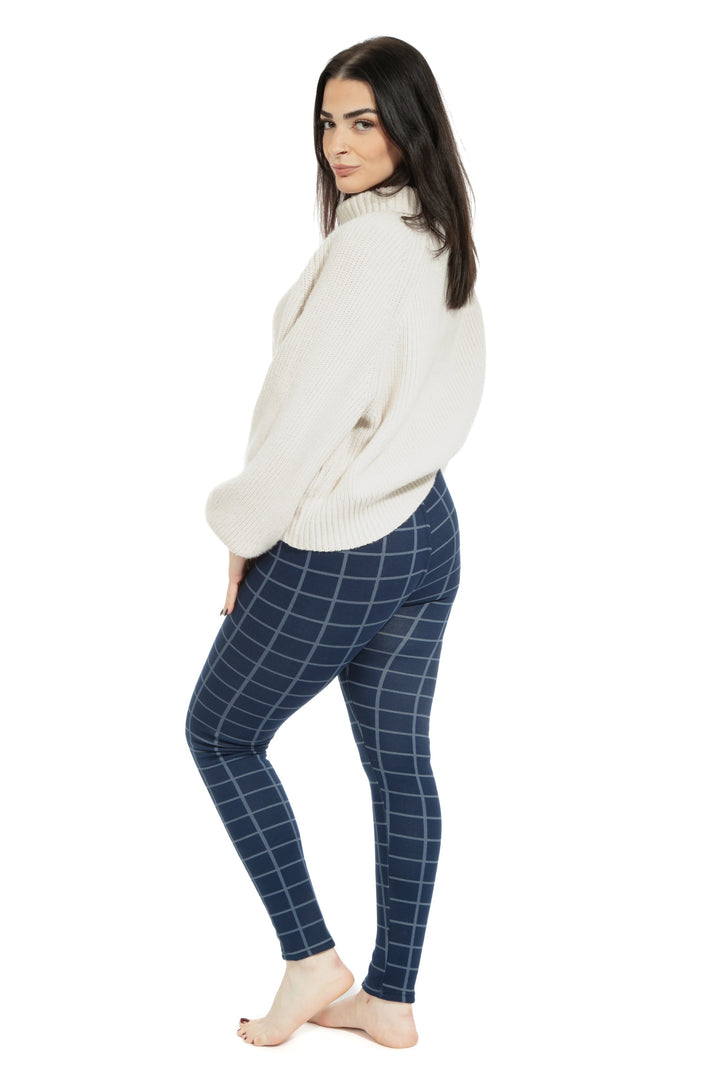 Navy Check - Cozy Lined Leggings