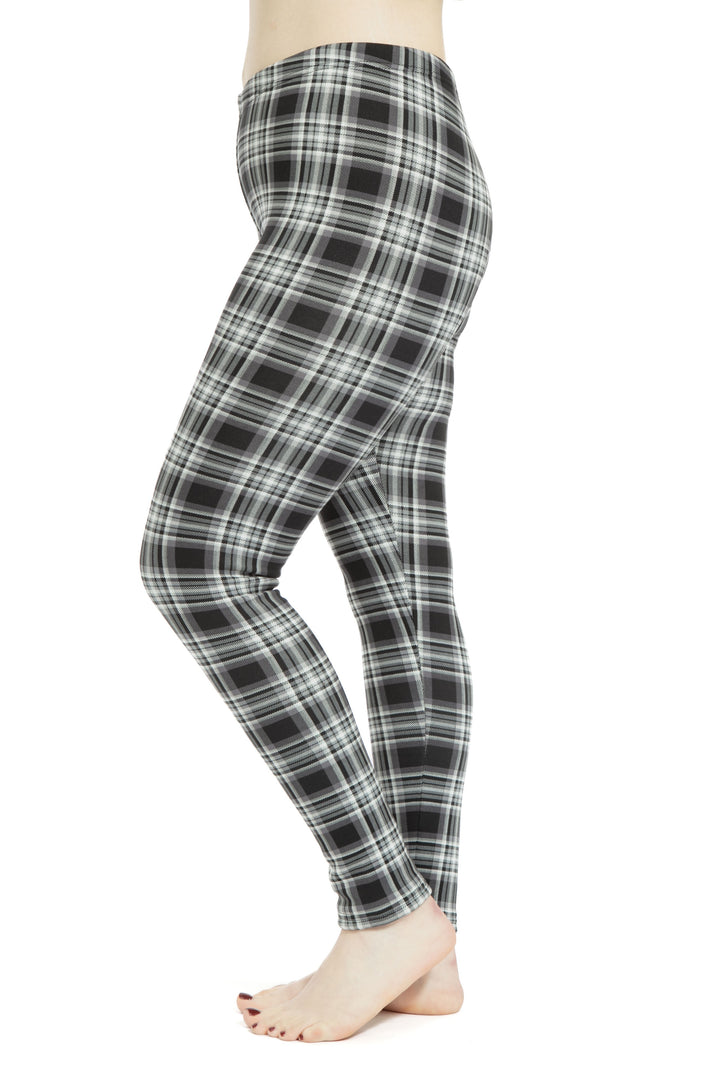 Black & White Tartan - Cozy Lined Leggings