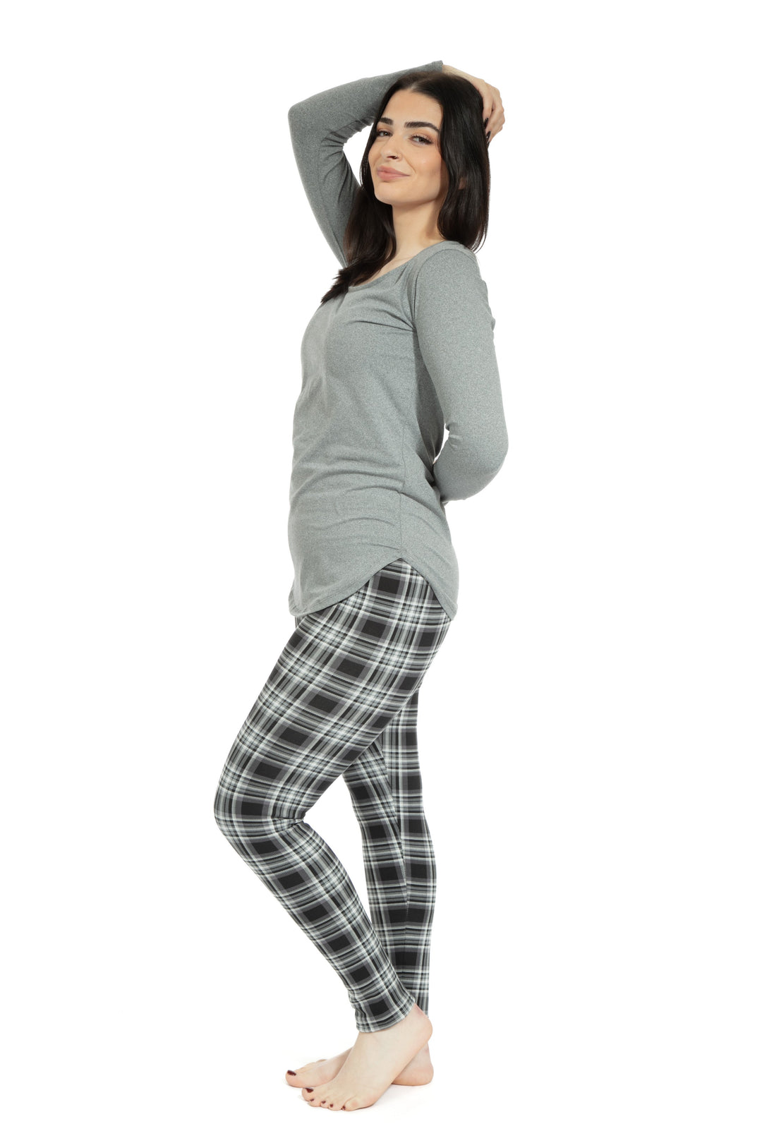 Black & White Tartan - Cozy Lined Leggings