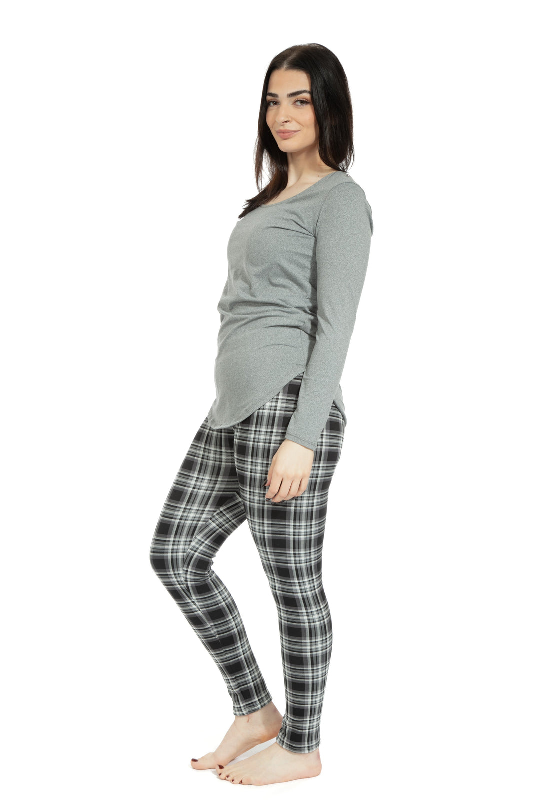 Black & White Tartan - Cozy Lined Leggings