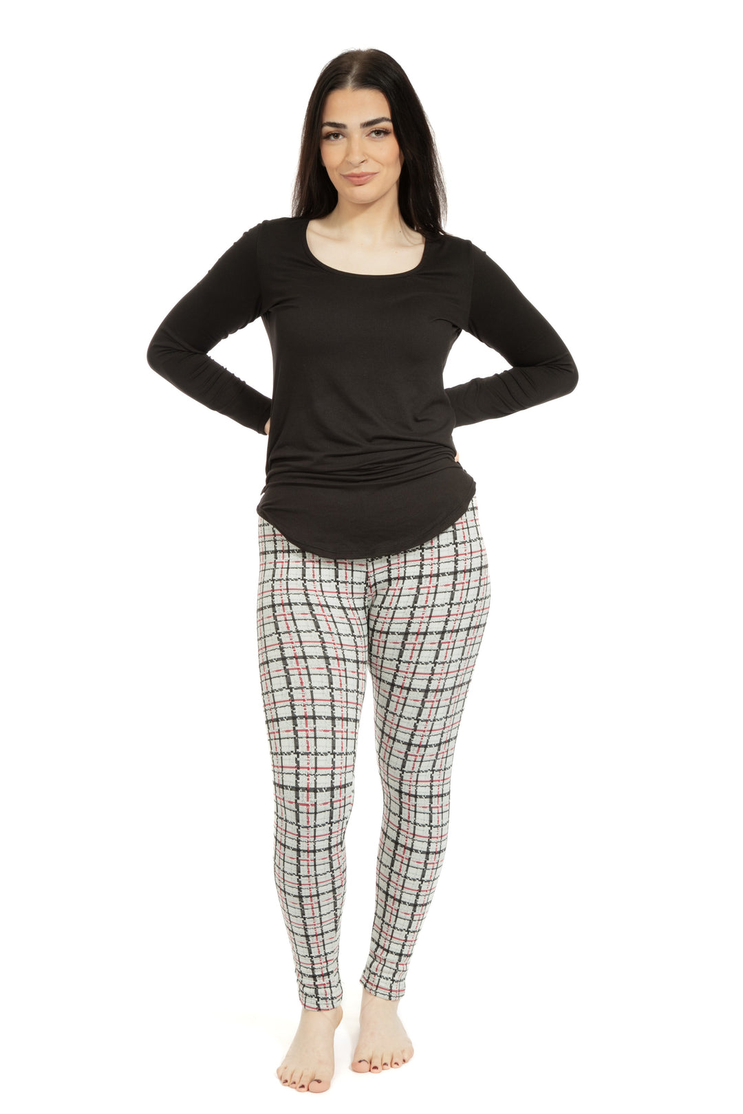 Light Gray Tartan - Cozy Lined Leggings