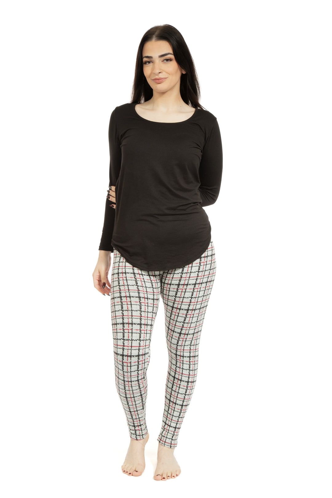 Light Gray Tartan - Cozy Lined Leggings
