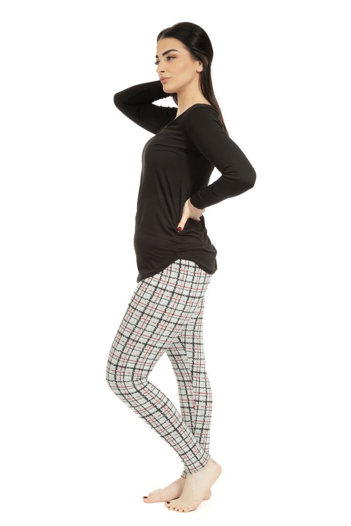 Light Gray Tartan - Cozy Lined Leggings
