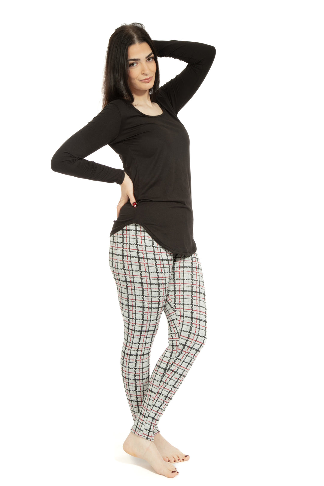 Light Gray Tartan - Cozy Lined Leggings