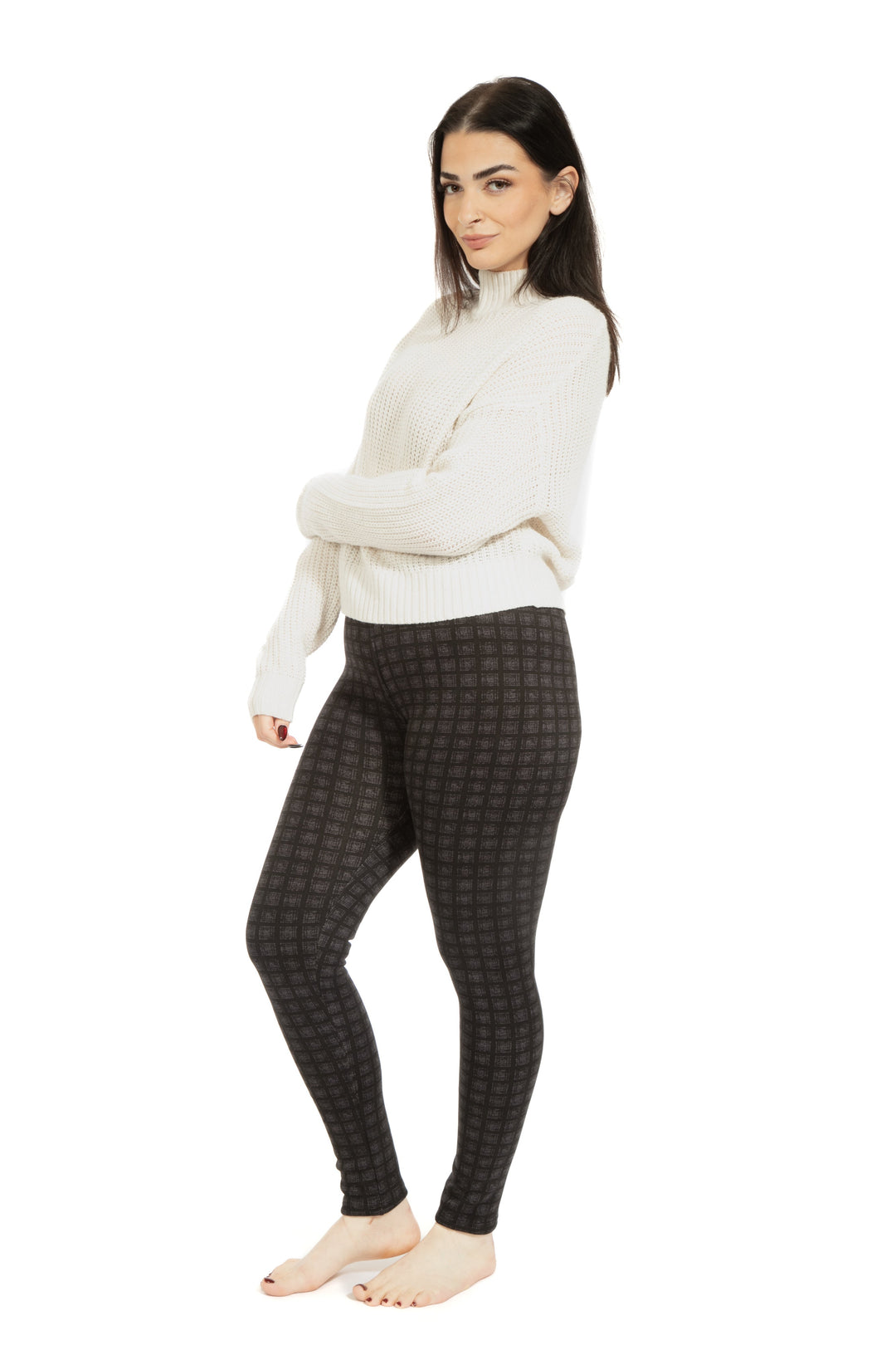 Black Gingham - Cozy Lined Leggings