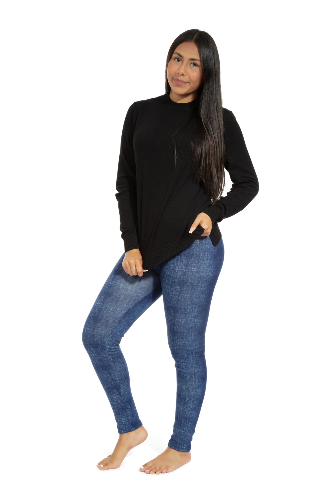 Dyed Denim - Cozy Lined Leggings