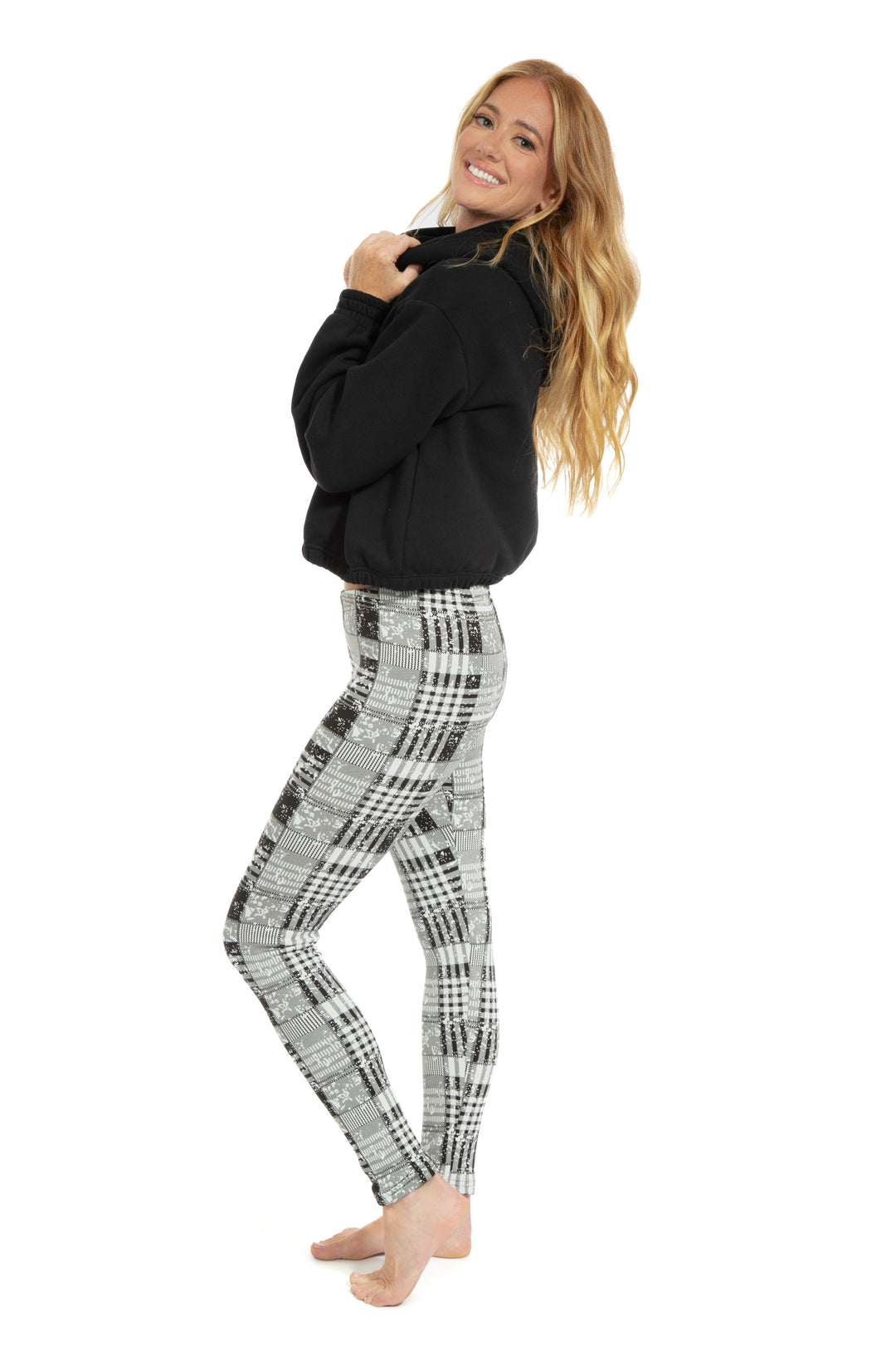 Black & White Abstract - Cozy Lined Leggings