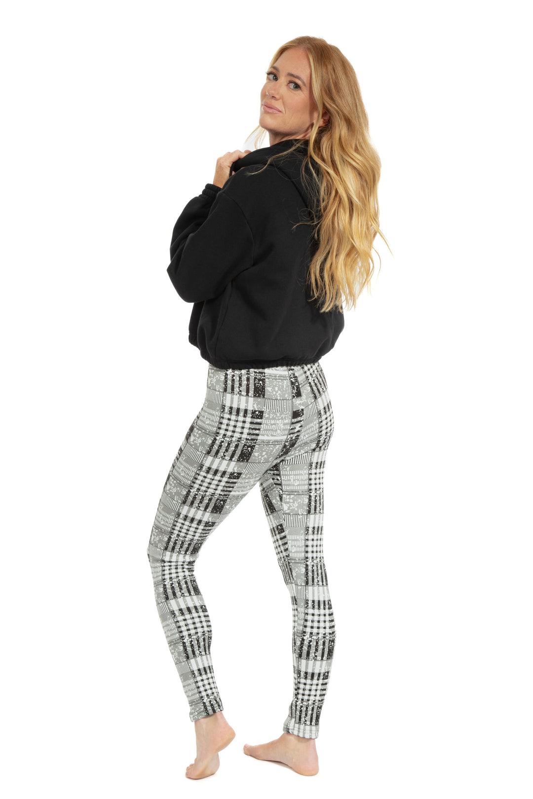 Black & White Abstract - Cozy Lined Leggings