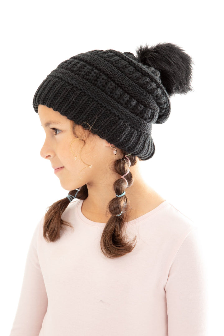 Black - Kid's Cozy Slouchy Beanie