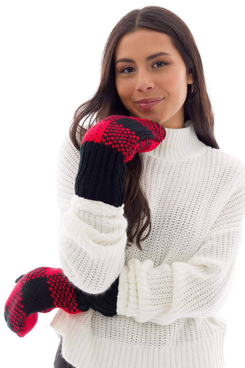 Black & Red - Cozy Lined Mittens