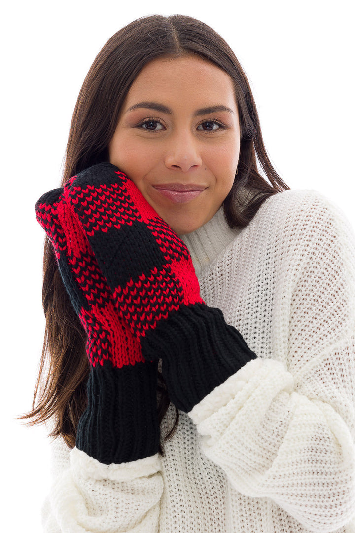 Black & Red - Cozy Lined Mittens