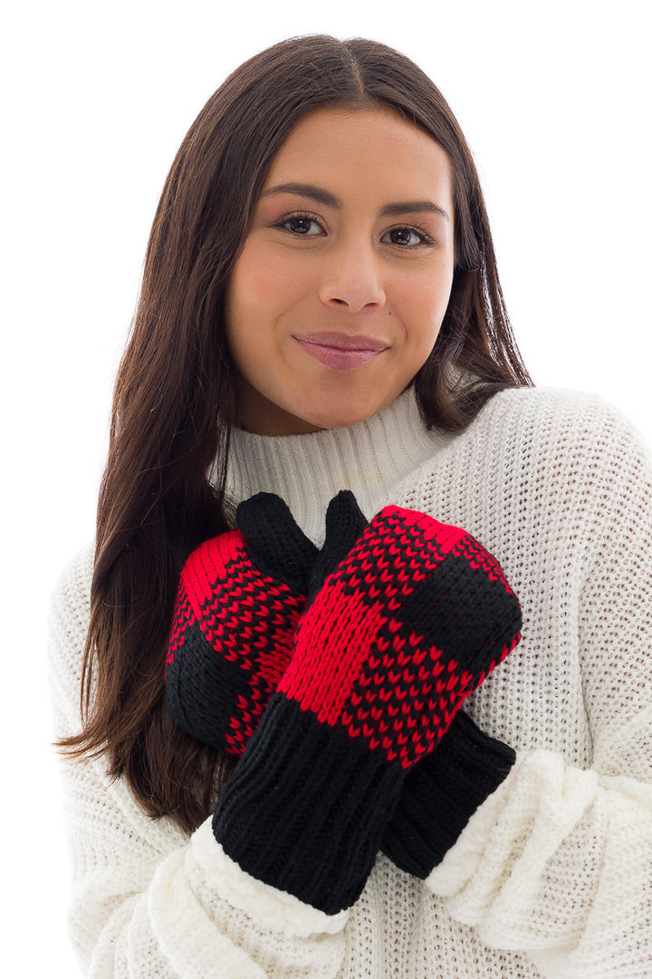 Black & Red - Cozy Lined Mittens