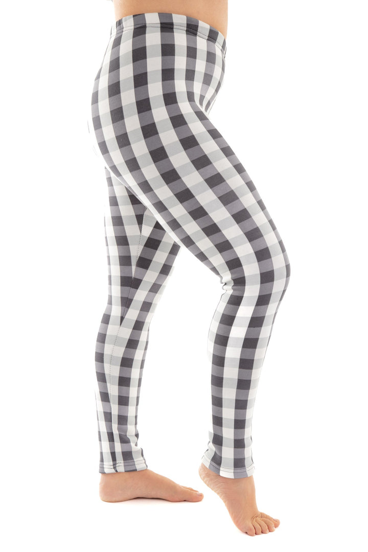 White & Gray Plaid - Cozy Lined Leggings