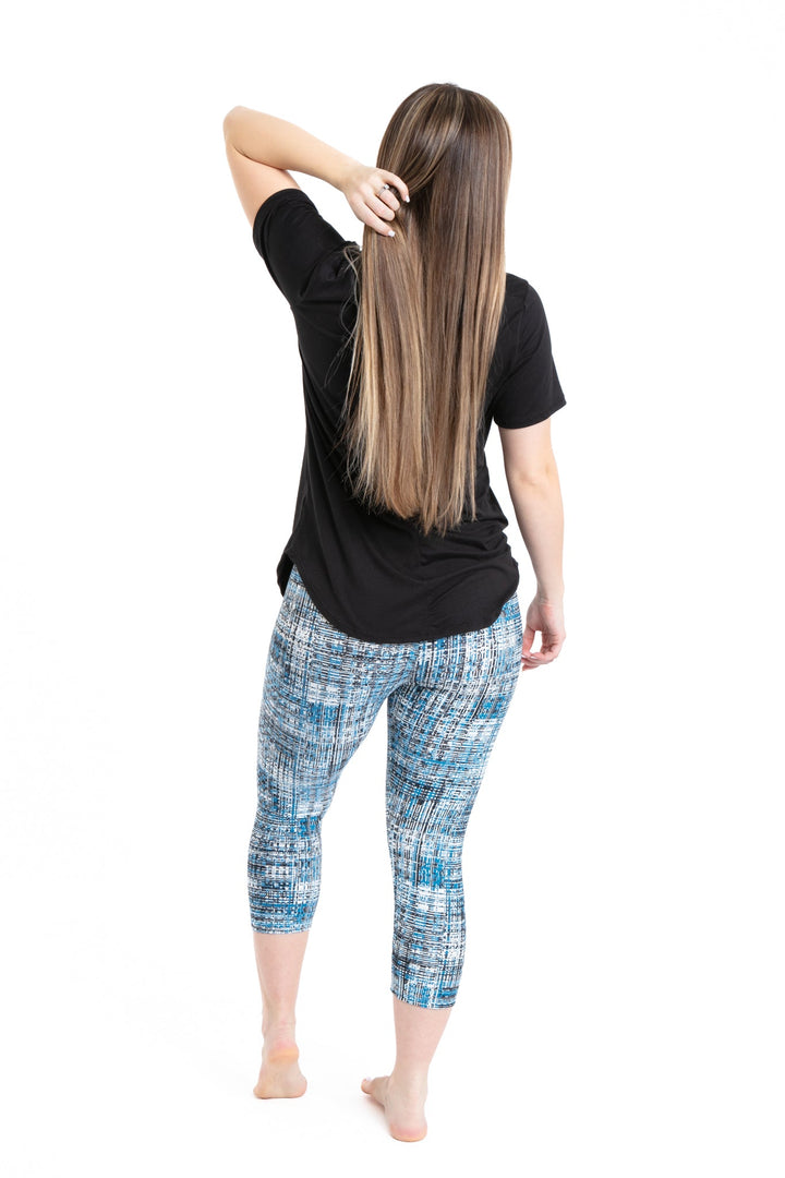 Blue Vintage Lines - Capris