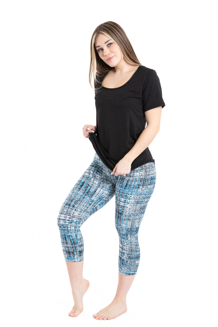 Blue Vintage Lines - Capris