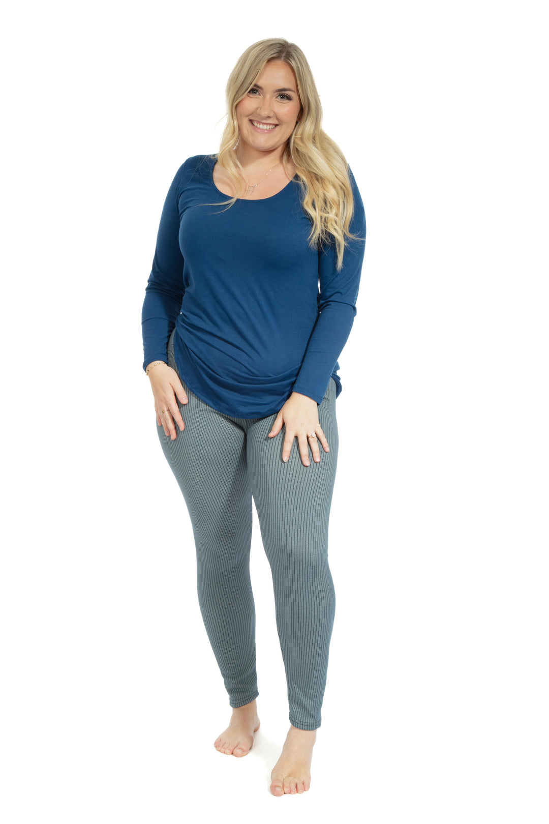 Blue Stripes - Cozy Lined Leggings