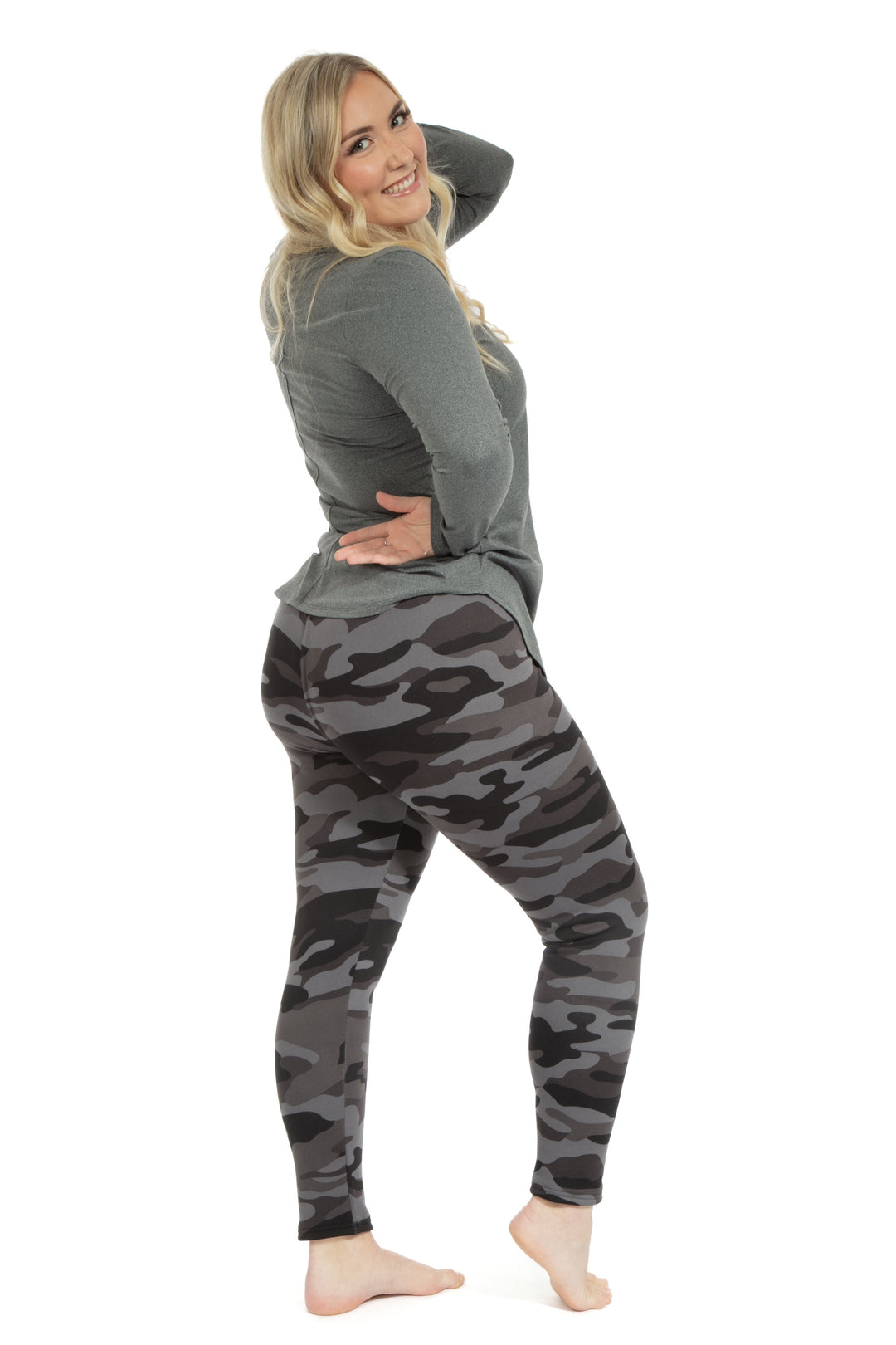 Grey Camouflage - Cozy Lined Leggings