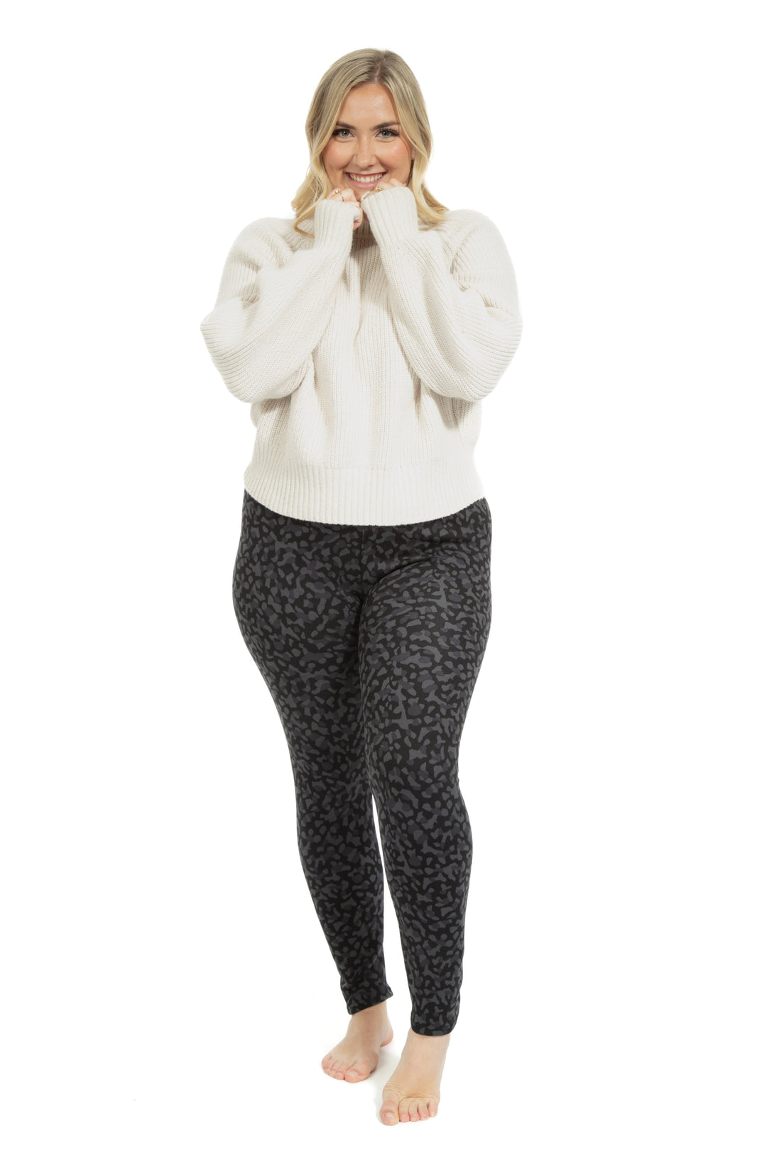 Grey Cheetah - Cozy Lined Leggings