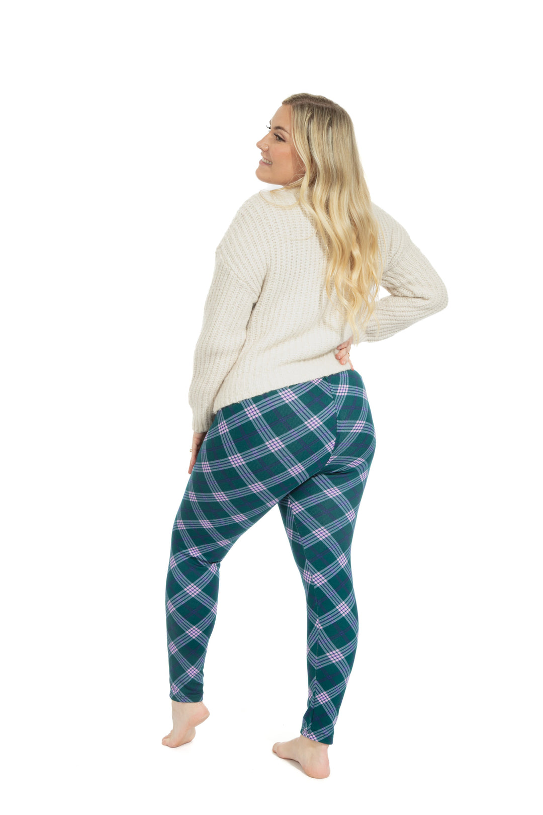 Pink & Green Squares - Cozy Lined Leggings