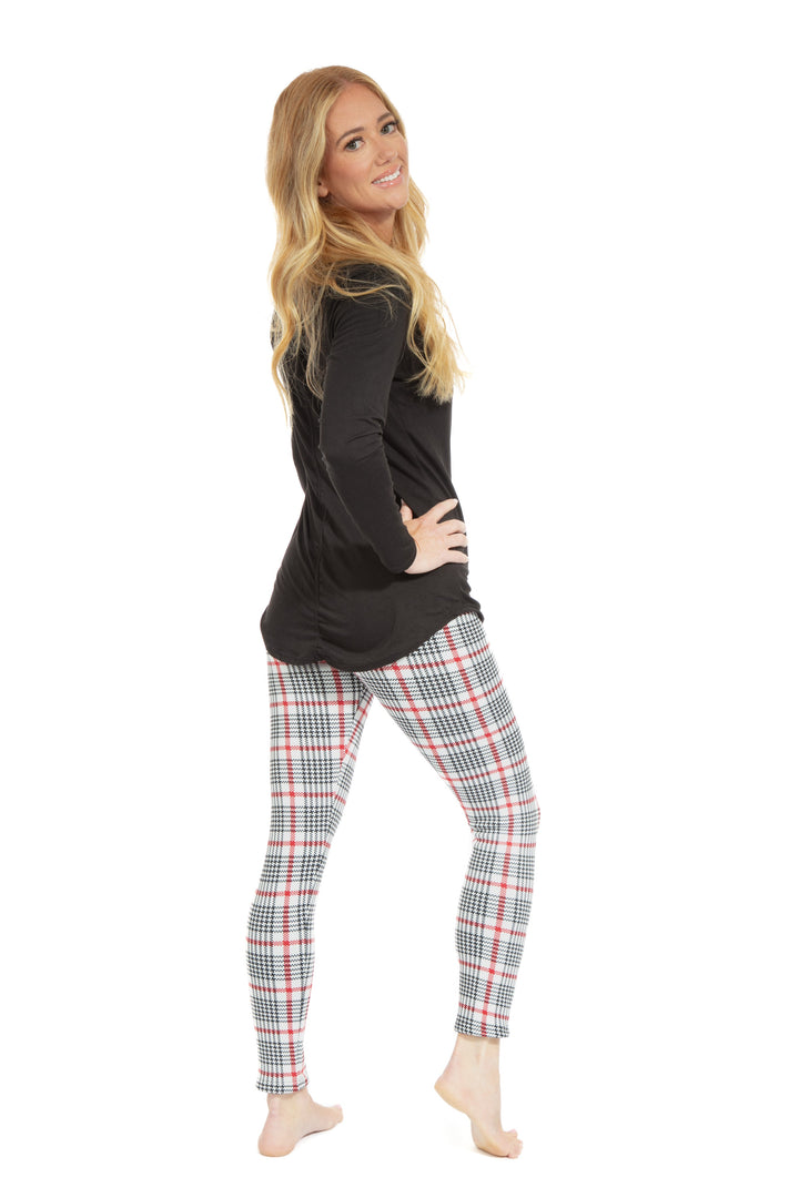Red Line Tartan - Cozy Lined Leggings