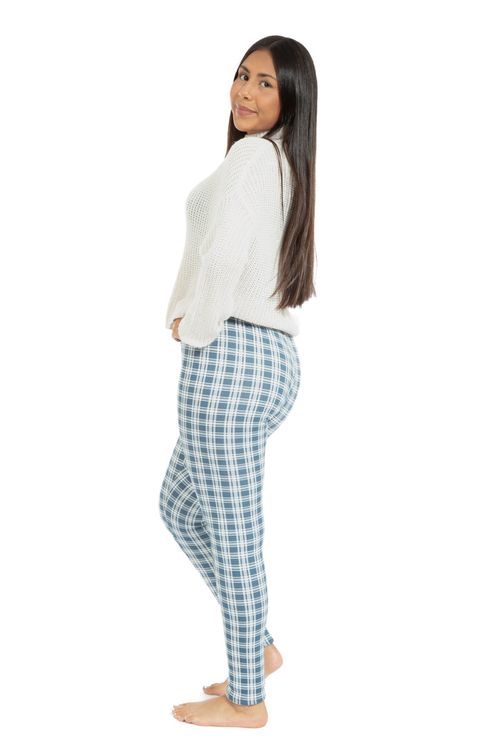 Bluish Tartan - Cozy Lined Leggings