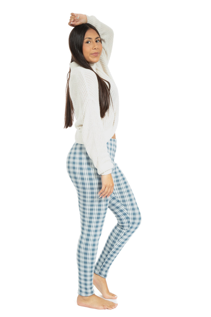 Bluish Tartan - Cozy Lined Leggings