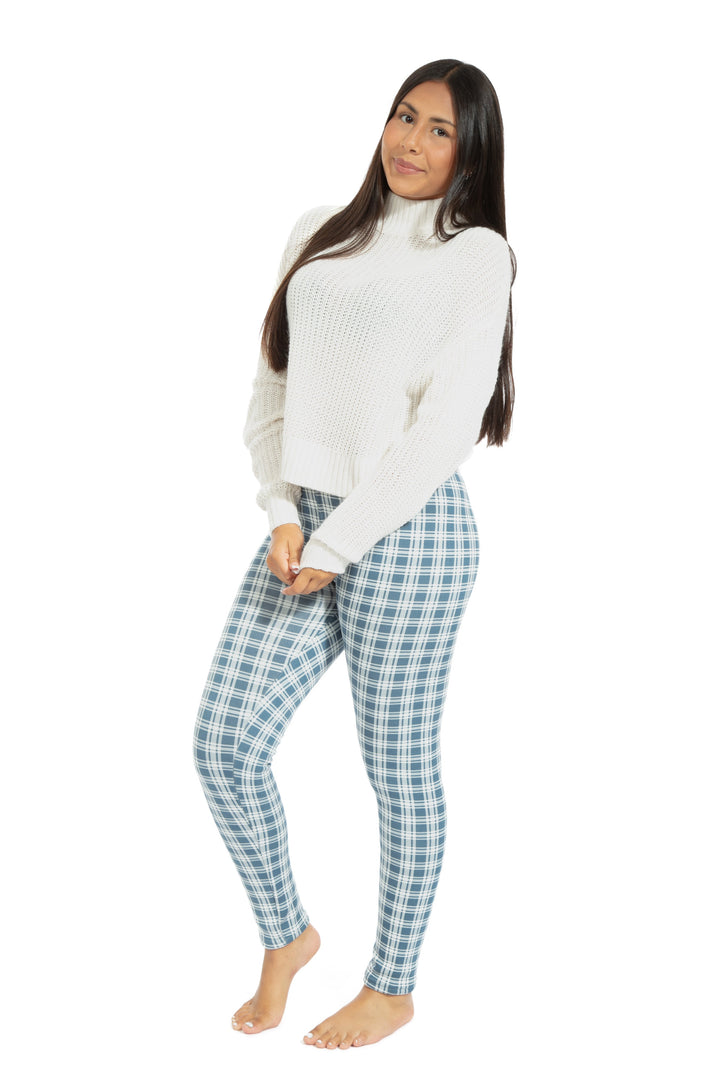 Bluish Tartan - Cozy Lined Leggings