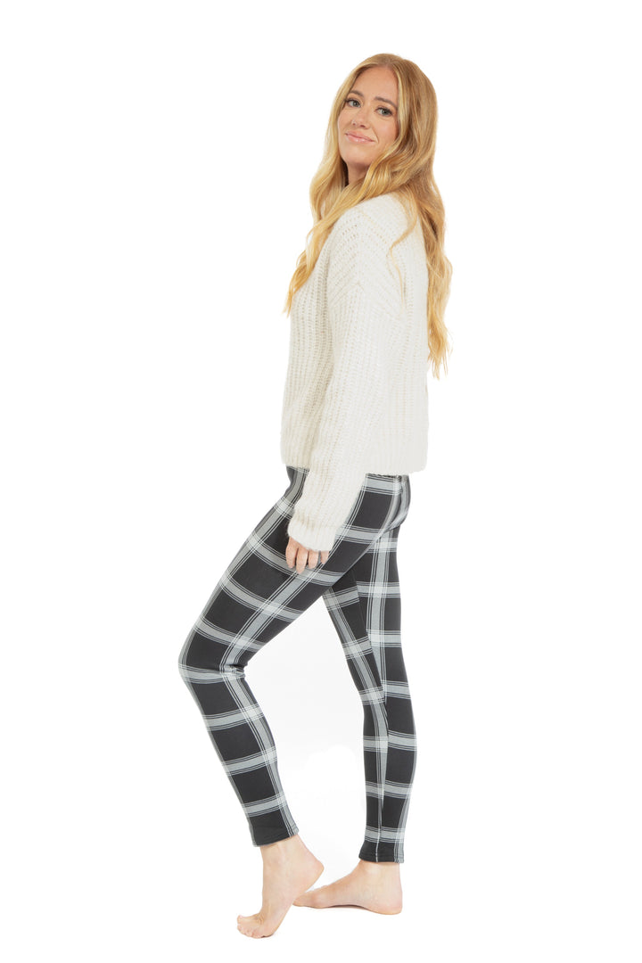 B&W Checkered - Cozy Lined Leggings