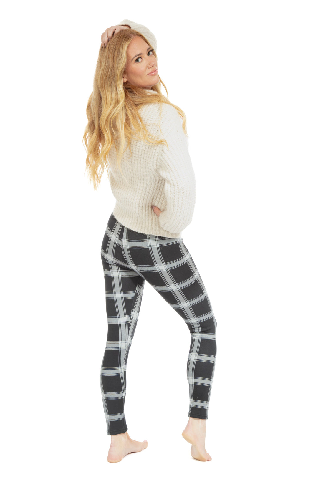 B&W Checkered - Cozy Lined Leggings