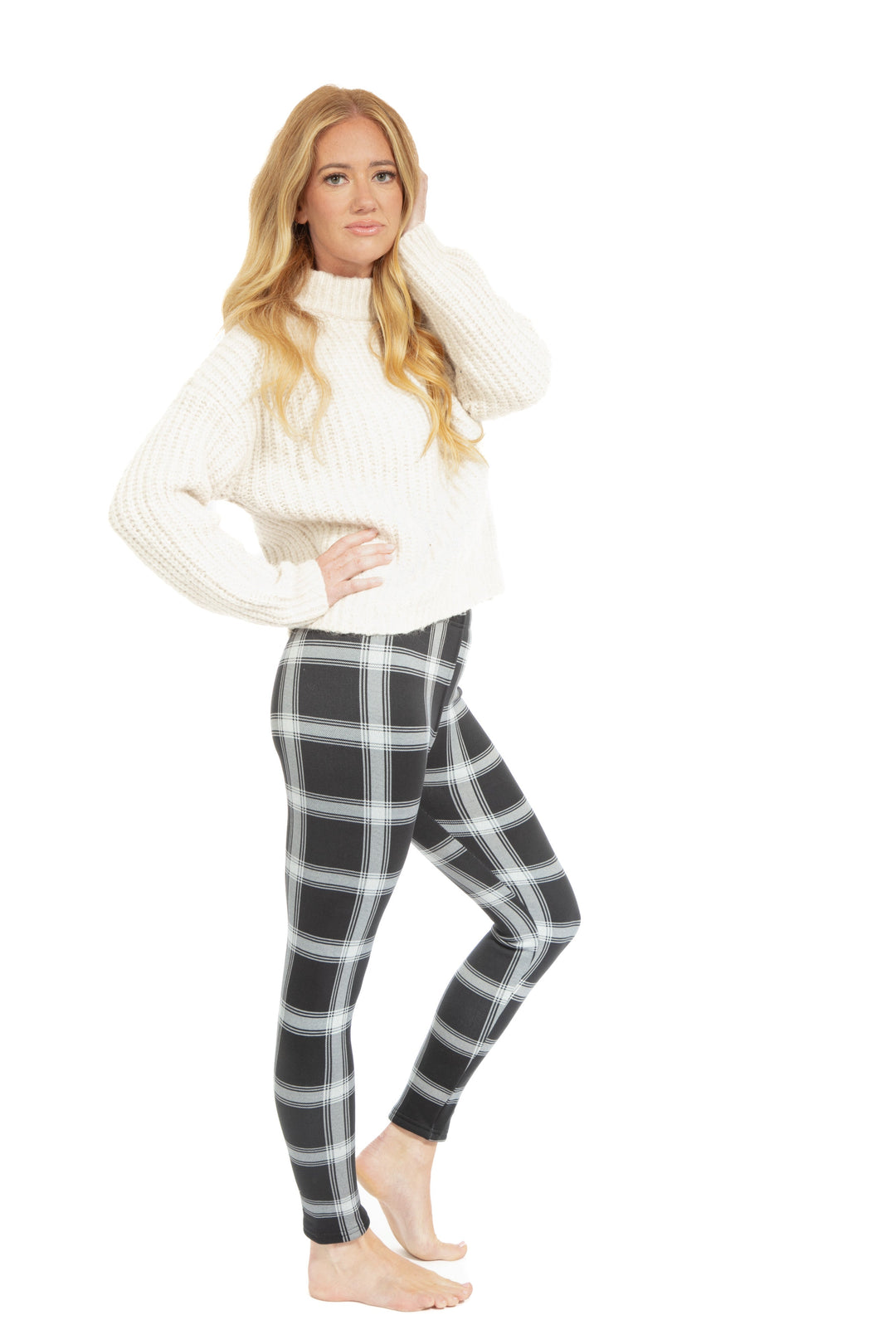 B&W Checkered - Cozy Lined Leggings